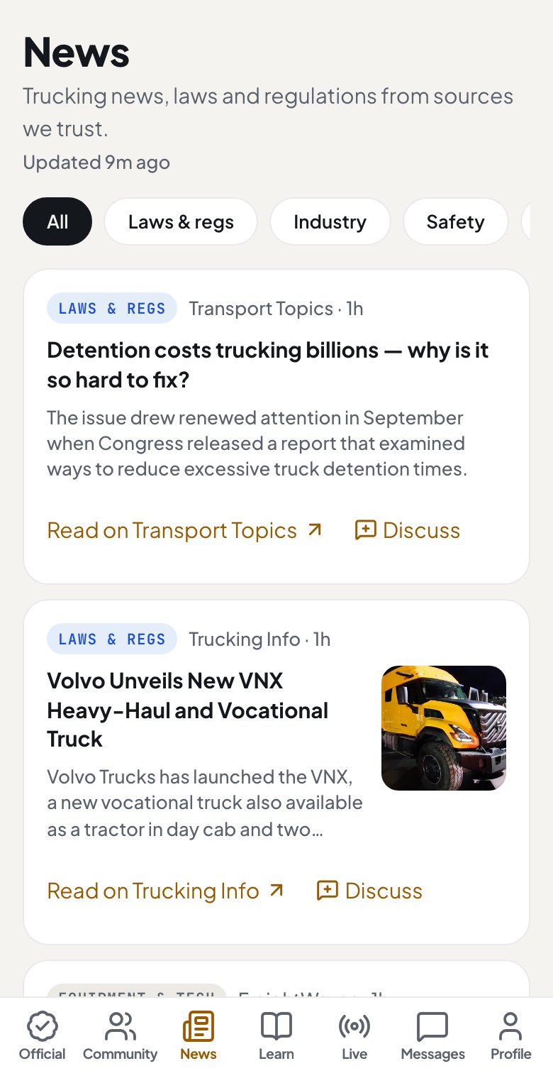 Trucking news and regulations in the Trucker College app